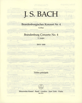 Brandenburgisches Konzert Nr. 4. Urtext Der Neuen Bach-Ausgabe