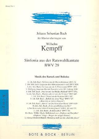 Sinfonia From Cantata #29 (Ratswahl Cantata) Bwv 29