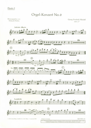 Organ Concerto #6 B Major Op. 4/6 Hwv 294