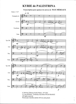 Kyrie (D'Après Palestrina, Tromtette, Cor Trombone, Tuba)