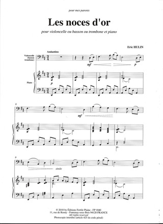 Les Noces D'Or (Violon Et Piano)