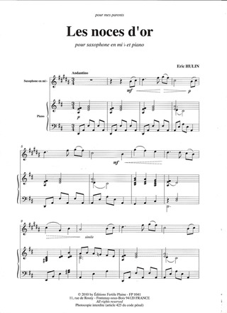 Les Noces D'Or (Saxophone Alto Et Piano)