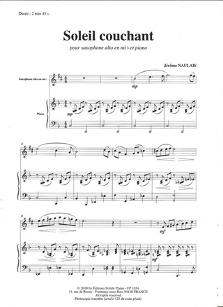 Soleil Couchant (Saxophone Alto Et Piano)