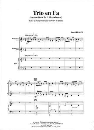 Trio En Fa Majeur (2 Trompettes Et Piano)
