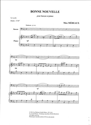 Bonne Nouvelle (Basson Et Piano)