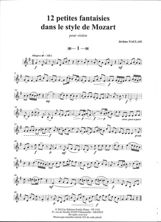 12 Petites Fantaisies Dans Le Style De Mozart (Violon Solo)