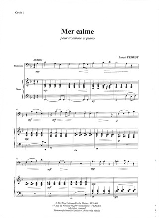 Mer Calme (Trombone Et Piano)