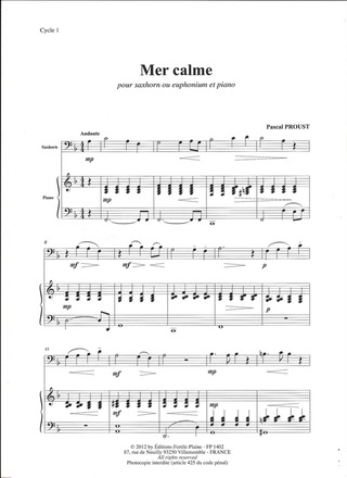 Mer Calme (Saxhorn Ou Euphonium Et Piano)