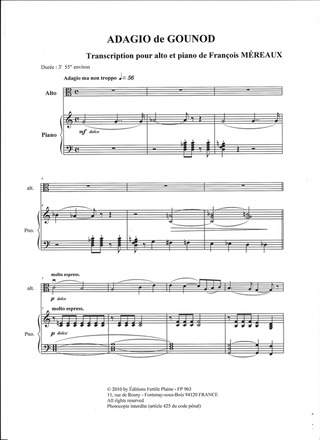 Adagio (D'Après Gounod, Alto Et Piano)