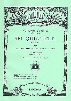 6 Quintetti, Op. 8 E Op. 9 - Partitura Per Flauto, Oboe, Violino, Viola E Basso