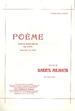 Poeme Op. 73 Cht/Piano (Extrait Journal Intime De Leo Latil