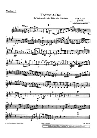 Concerto A Major H 437-39, Wq 168, 172, 29