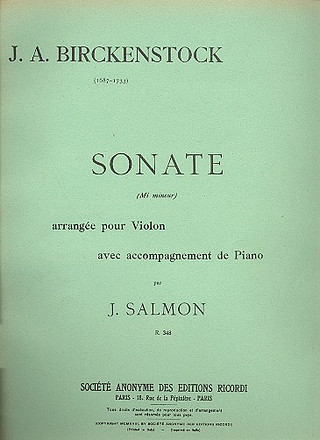 Sonate En Mi Mineur Violon Et Piano (Salmon)