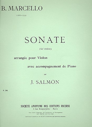 Sonate En Sol Majeur (Andante-Allegro-Grave-Allegro) Pour Violon Et Piano