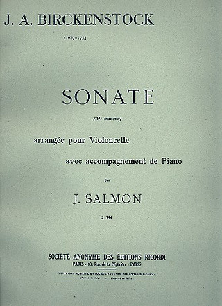 Sonate En Mi Mineur Violoncelle Et Piano (Salmon)