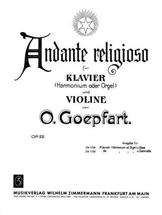 Andante Religioso Op. 22 Pour Violon (Hautbois) Et Piano