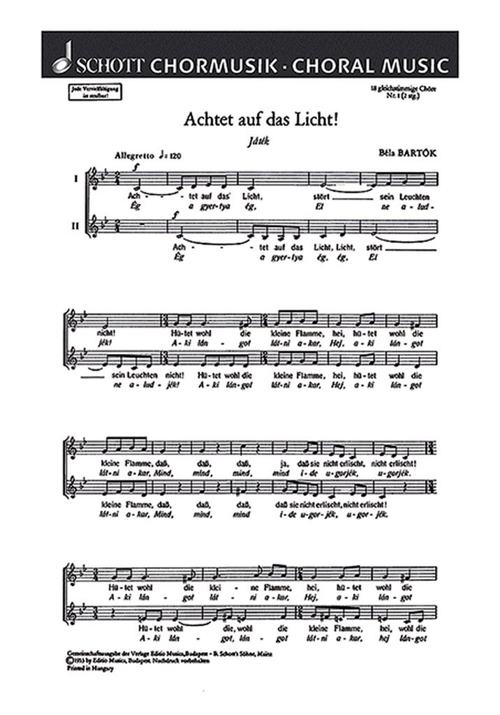 18 Chorlieder 1. Achtet Auf Das Licht! - Játék