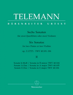 6 Sonaten Für Zwei Querflöten Oder Zwei Violinen Op. 2. Heft 2