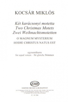 2 Christmas Motets O Magnum Mysterium