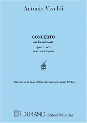 Concerto Op. 3 N 6 En La M Violon/Piano