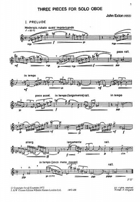 3 Pieces For Oboe Solo