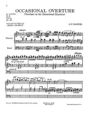 Overture To The Occasional Oratorio (Organ)