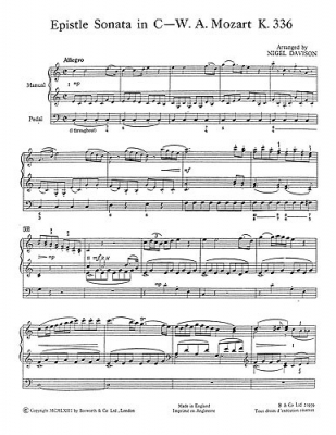 Epistle Sonata In C KV 336 (Organ)
