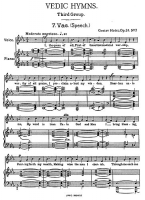 Vedic Hymns Op. 24 For Voice And Piano