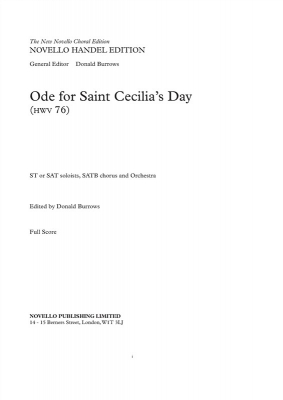 Ode For Saint Cecilia's Day Vocal Score
