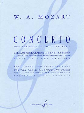 Concerto KV 622 - Version Pour Clarinette En Sib Et Piano