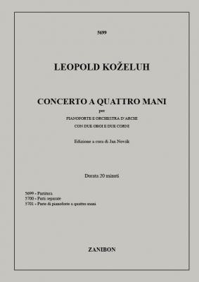 Concerto A Quattro Mani Per Pianoforte E Orchestra D'Archi Con 2 Oboi E 2 Corni