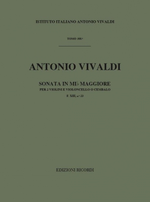 Sonate Pour Vl. E B.C.: Pour 2 Vl. In Mi Bem. Op. I N.7 - Rv 65 F.XIII/23 Tomo 388