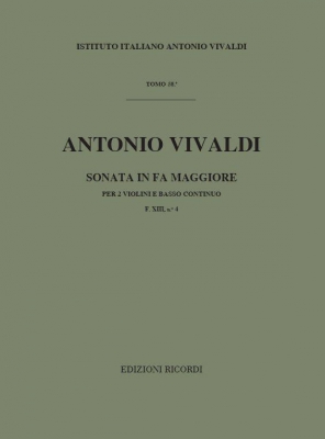 Sonate Pour Vl. E B.C.: Pour 2 Vl. In Fa Rv 70 - F. XIII/4 Tomo 58