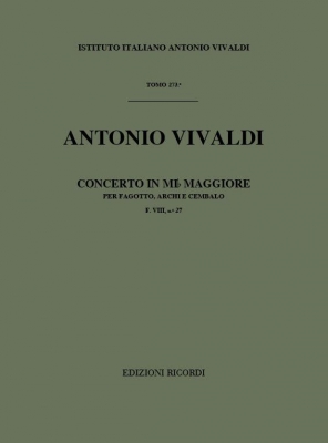 Concerto Per Fg., Archi E B.C.: In Mi Bem. Rv 483 - F.VIii/27 Tomo 273