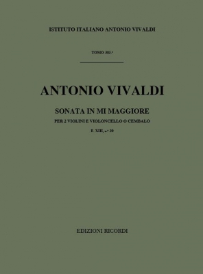 Sonate Pour Vl E Bc: Pour 2 Vl In Mi Op. I N 4 Rv 66 F XIII/20 Tomo 385