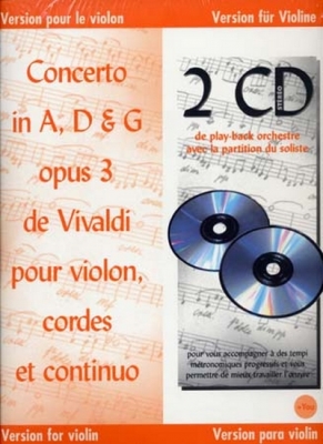 Concerto (A, D, G) Op. 3 Vivaldi Violon 2Cd