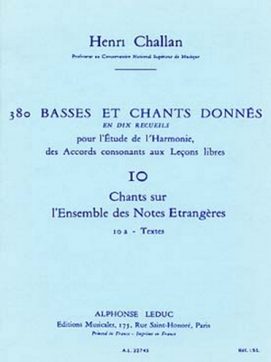 380 Basses Et Chants Donnes Vol.10 : Chants Sur Notes Etrang.10A Textes