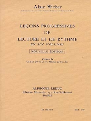Lecons Progr.Lecture Et Rythme Vol.4 : Clés Ut 4ème1eremel.Sol 2 Fa 4 Ut 4 S - Acct