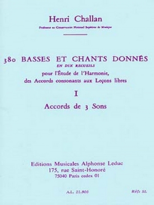 380 Basses Et Chants Donnes Vol.01 : Accord Des 3 Sons 1A Textes