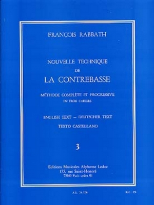 Nouvelle Technique De La Contrebasse Vol.3