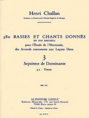 380 Basses Et Chants Donnes Vol.03 : Septieme De Dominante 3A Textes