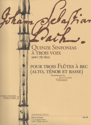 15 Sinfonias A 3 Voix (9 A 15) Vol.2 Bwv787/801 3 Flûtes A Bec Alto/Tenor/Basse