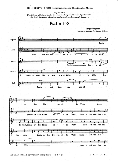 Psalm 100 (WAGENER GREGOR)