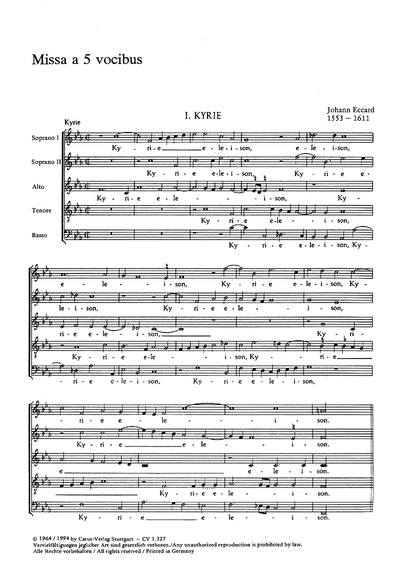 Missa A 5 Vocibus (ECCARD JOHANNES)