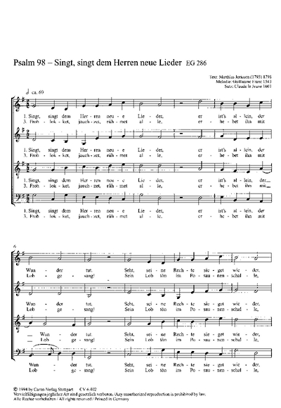 Psalm 98: Singt, Singt Dem Herrn Neue Lieder (FIEBIG KURT / JEUNE CLAUDE LE)