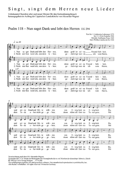 Psalm 118: Nun Saget Dank (FIEBIG KURT / JAMBE DE FER PHILIBERT)