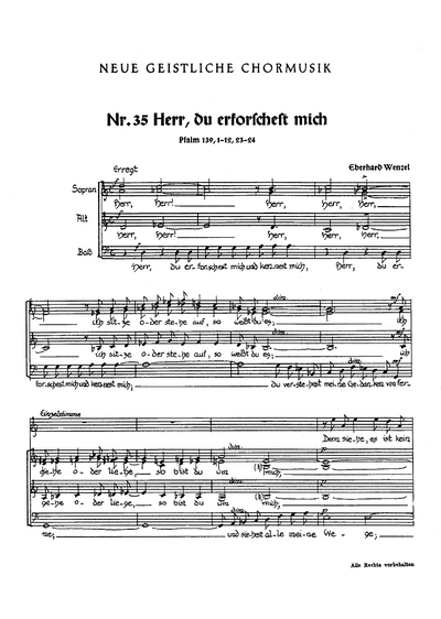 Herr, Du Erforschest Mich - Op. : 34 (WENZEL EBERHARD)