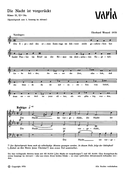 Die Nacht Ist Vorgerückt - Op. : 275 #1A (WENZEL EBERHARD)