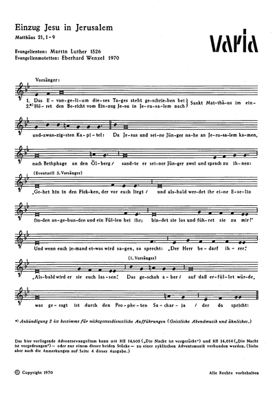 Einzug Jesu In Jerusalem - Op. : 60 #3 (WENZEL EBERHARD / LUTHER MARTIN)