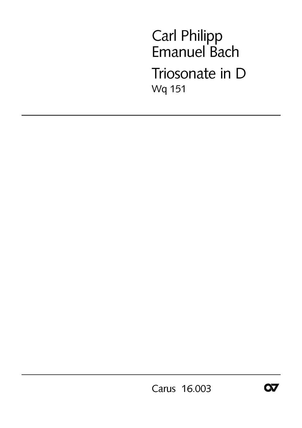 Triosonate In D (BACH CARL PHILIPP EMMANUEL)